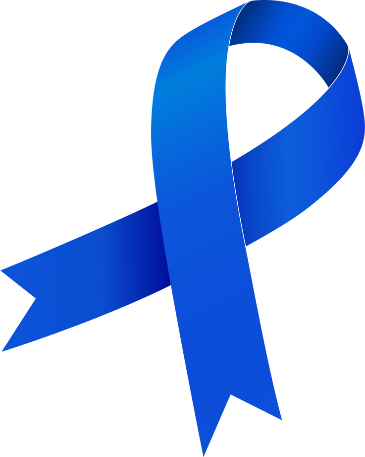 Colorectal Cancer Awareness Month. Blue ribbon.